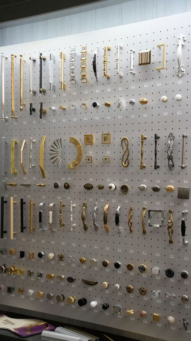 Display board of cabinet and door handles
